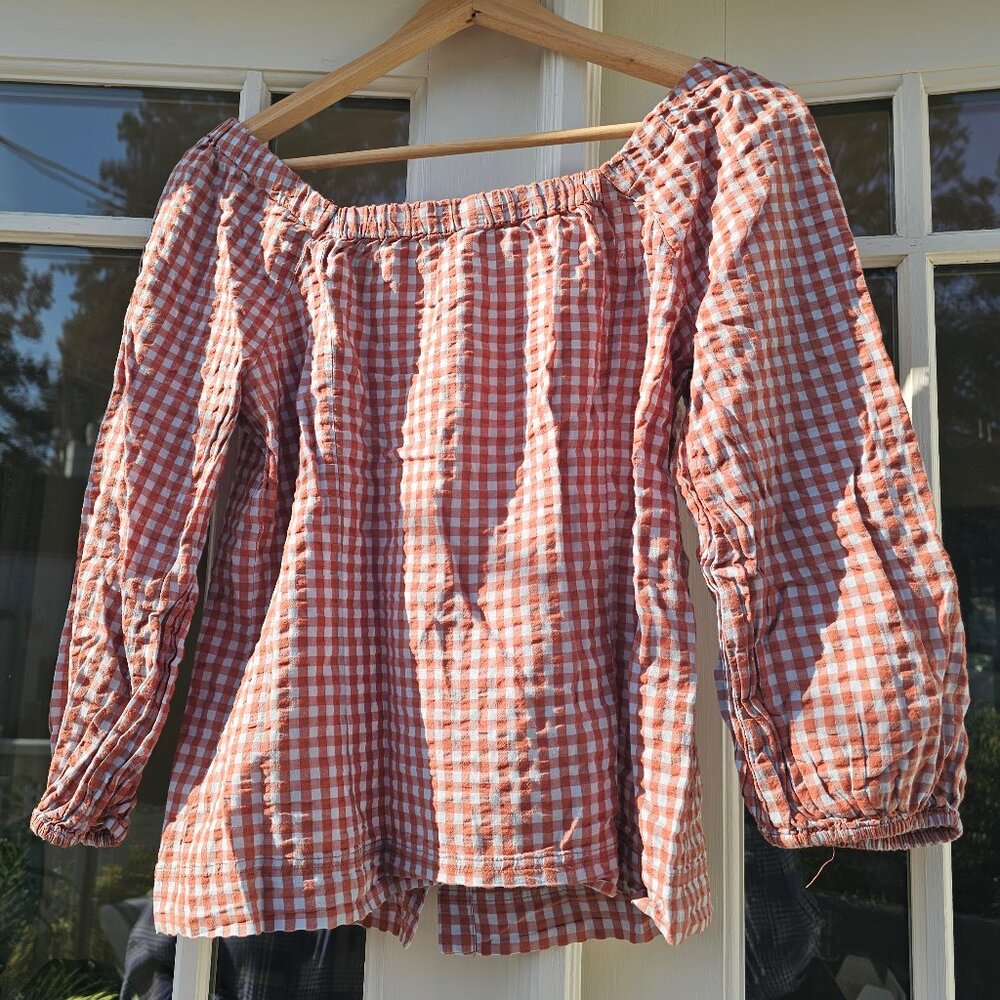 Madewell Gingham Square Neck Button Down Top - image 3